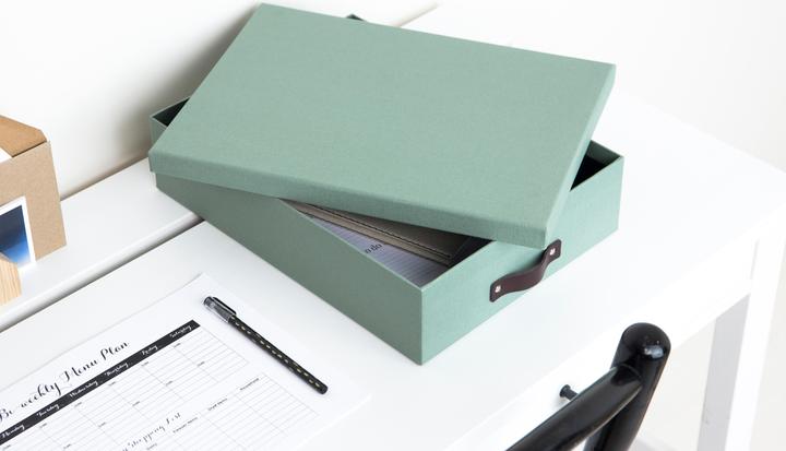 Produktbild Bigso Schachtel Leinenbezug Oskar Teal Soft (26 cm)