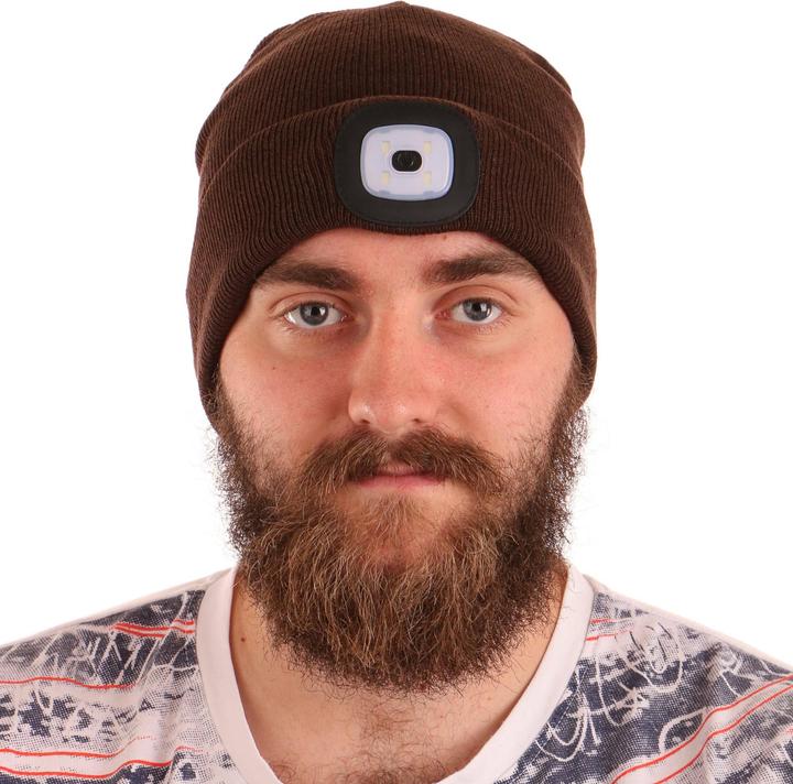 Produktbild Sixtol Cap mit Stirnlampe 180lm, wiederaufladbar, USB, Universalgrösse, Baumwolle/PE, braun (180 lm)