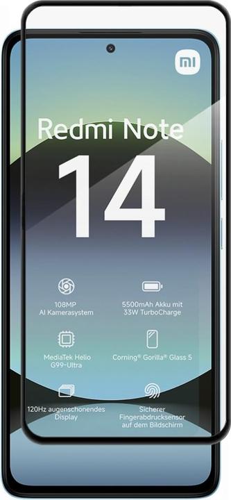 Produktbild Screenguard Full Screen Panzerglas Schutzfolie 2.5D 9H (1 Stk., Xiaomi Redmi Note 14)