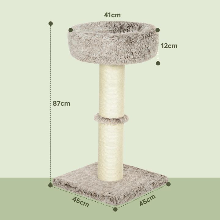 Produktbild PawHut Kratzbaum Spanplatte, Polyester Braun (87 cm, Braun+Cremeweiss)