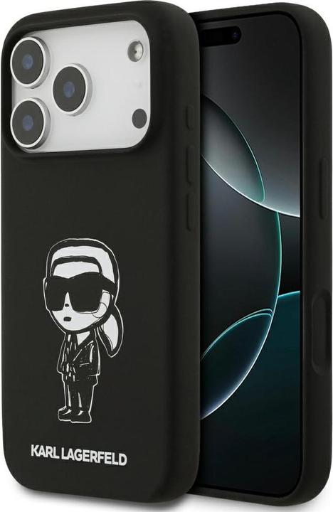 Actual product image Karl Lagerfeld - Silicone Sketch & Logo (KLHMP17LSKIGROK) - iPhone 17 Pro - Black Karl (Apple iPhone 17 Pro)
