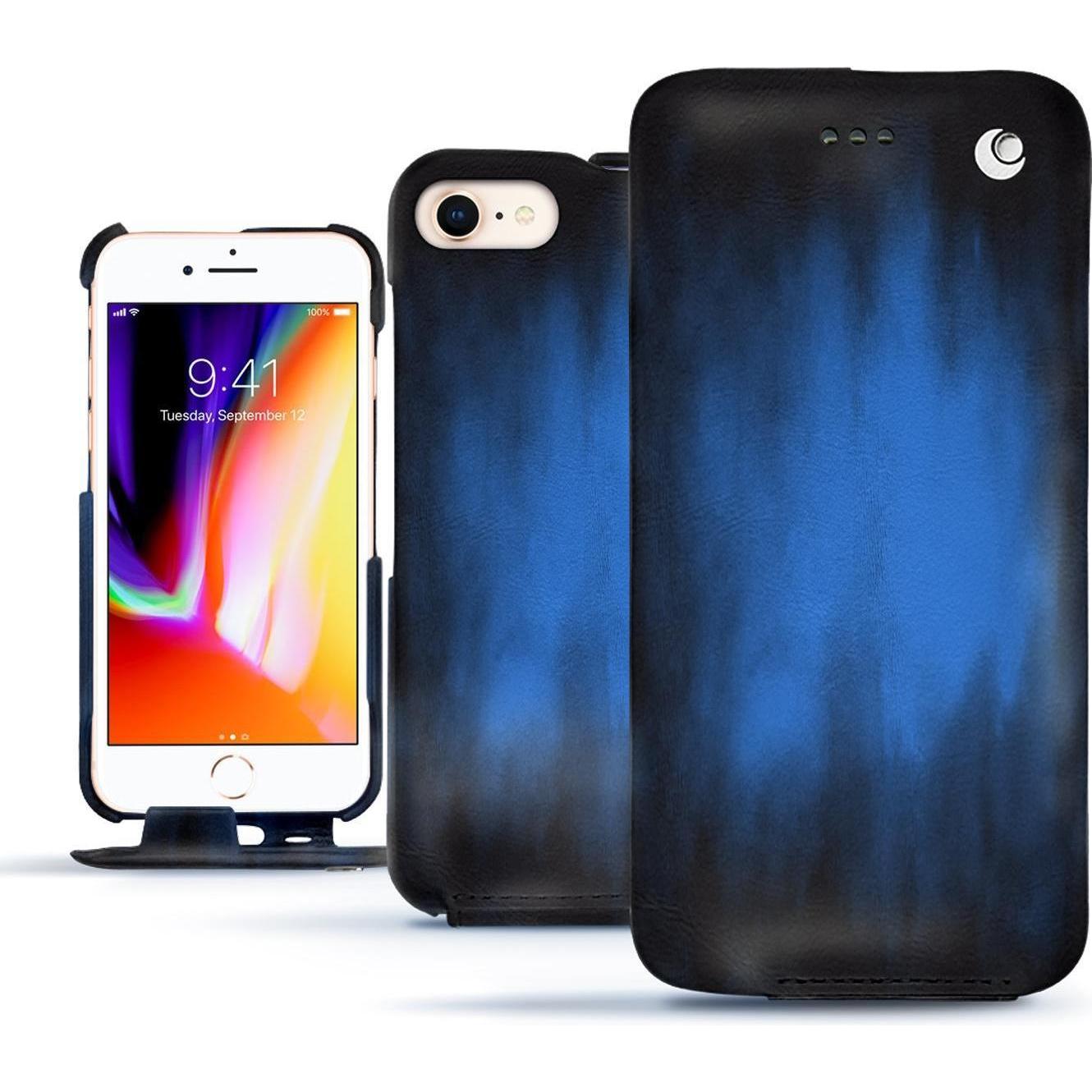 Thumbnail - Noreve Lederschutzhülle vertikal (Apple iPhone 8), Smartphone Hülle, Blau