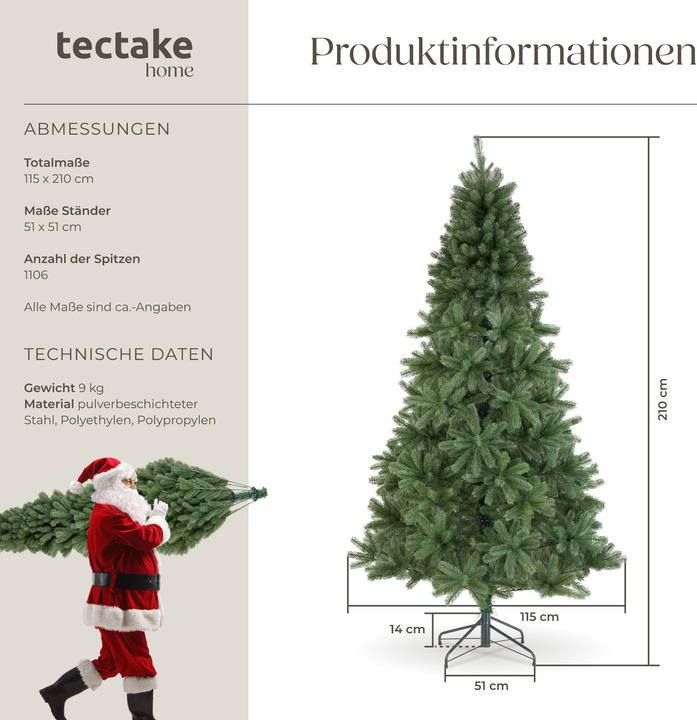 Actual product image tectake Künstlicher Weihnachtsbaum Dancer mit Spritzgussnadeln (210 cm)