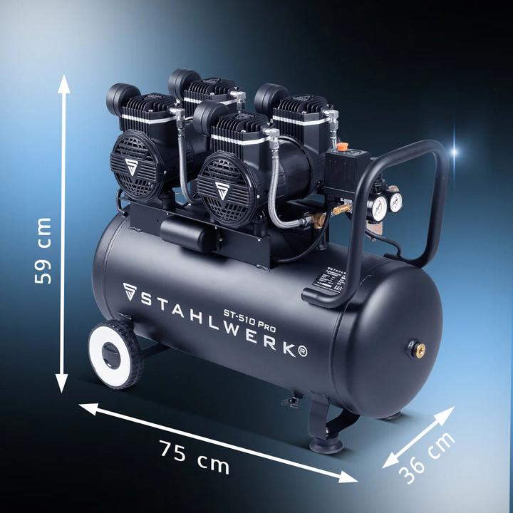 Immagine prodotto Stahlwerk Compressore ST-510 Pro 10 bar 4,3 hp 3,2 kW 420 l/min 50 l serbatoio senza olio (10 bar, 50 l)