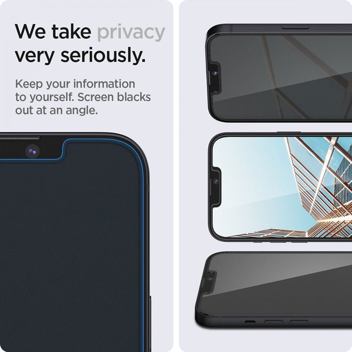 Image du produit Spigen VERRE TEMPERED GLASS.TR "EZ FIT" 2PACK IPHONE 13 / 13 PRO PRIVACY (2 pièce(s), Apple iPhone 14, Apple iPhone 13, Apple iPhone 13 Pro, Apple iPhone 16e)