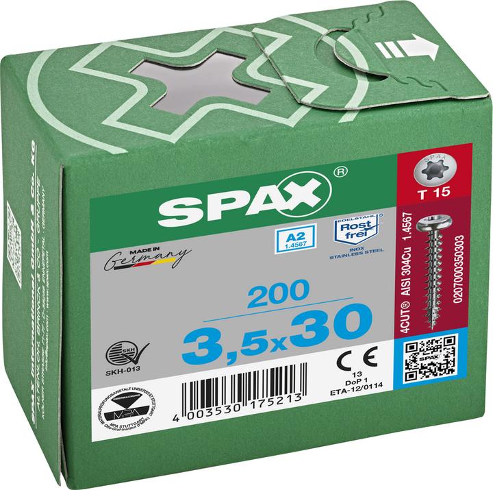 Produktbild Spax A2 Halbrundkopf T-Star Plus T15 Vollgewinde (200 Schrauben pro Stück)