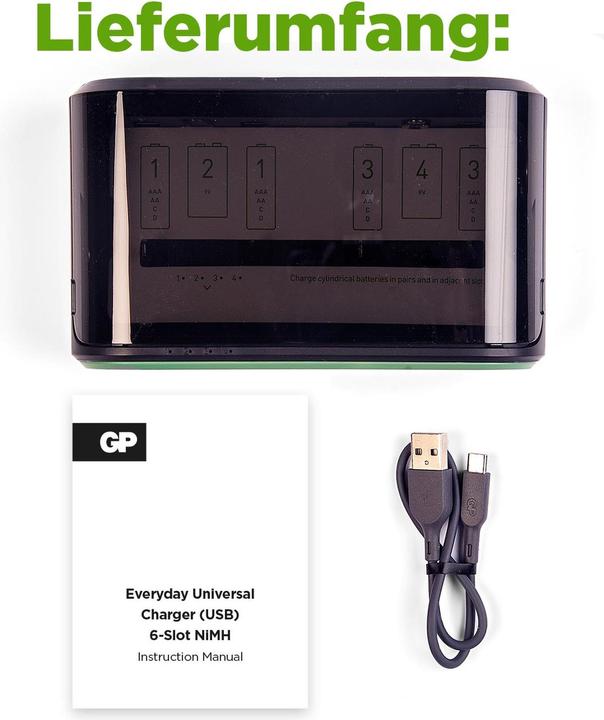 Produktbild GP Batteries Universal Charger R21 (1 Stk., AA, AAA, C, Ladegerät ohne Akku)