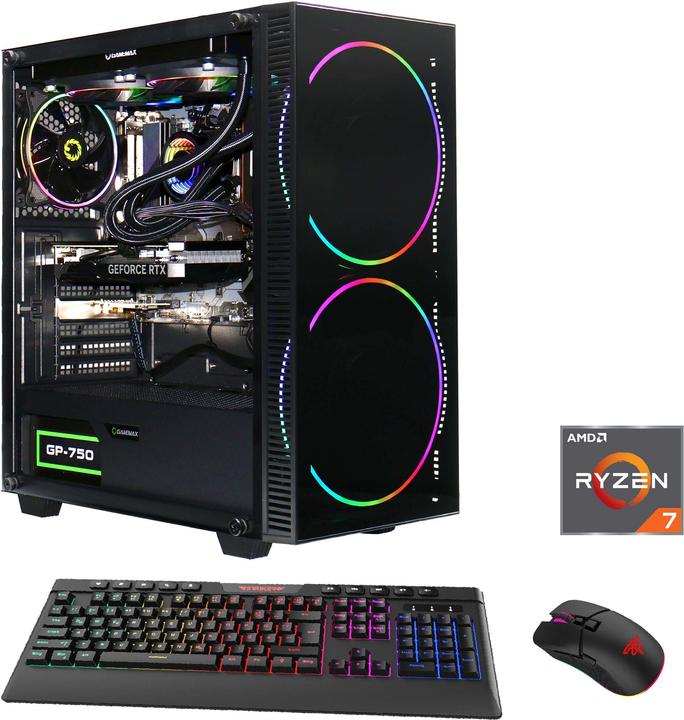 Actual product image Hyrican Gamemax Black Hole 7195 R7-7700X 16GB 1TB SSD RTX4060Ti W11H (1000 GB, 16 GB, AMD Ryzen 7 7700X, GeForce RTX 4060 Ti)