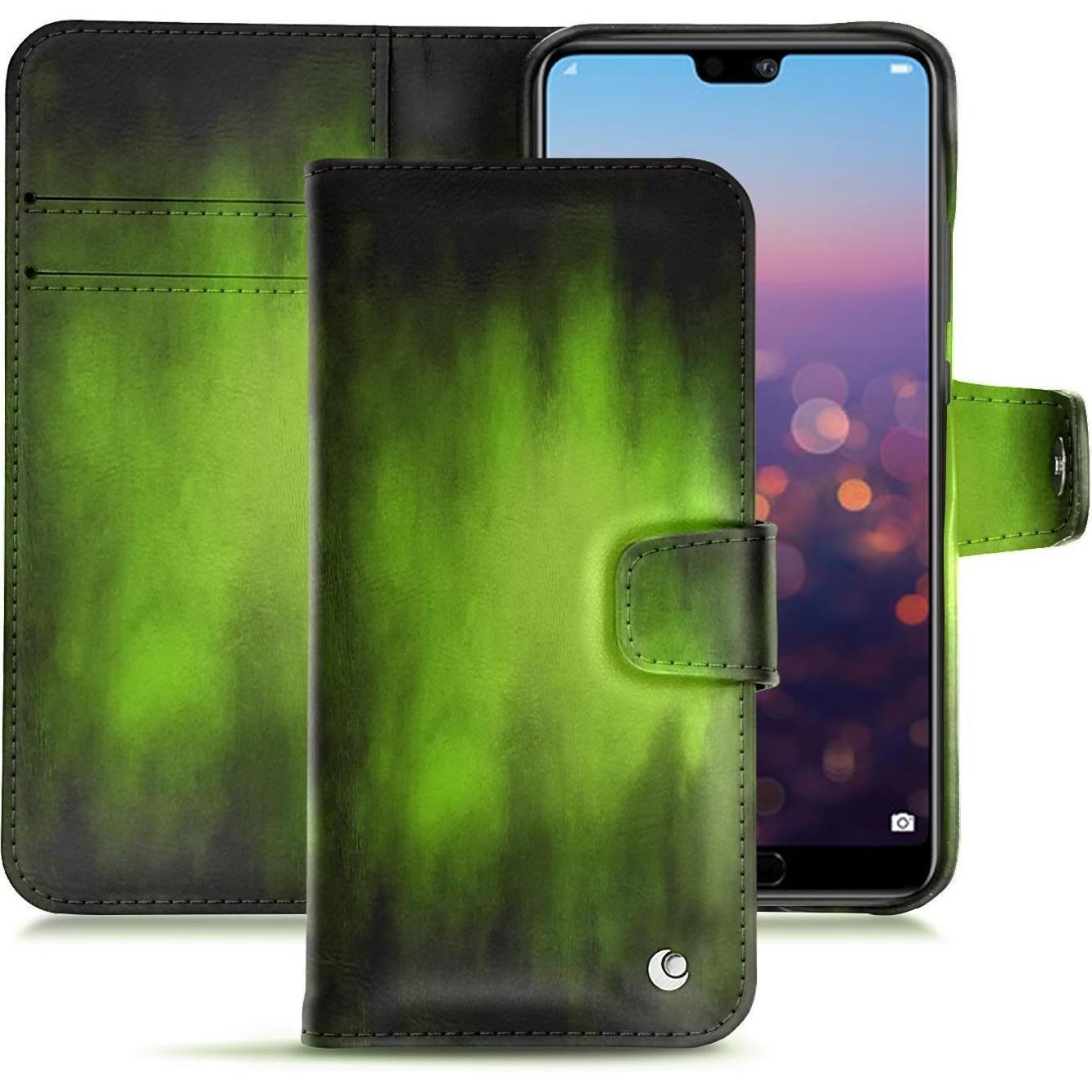 Noreve Lederschutzhülle Wallet (Huawei P20 Pro), Smartphone Hülle, Grün