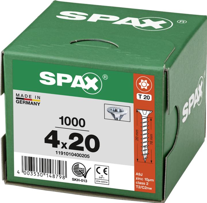 Produktbild Spax Spanplattenschrauben SK T20 4,0x20 mm (1000 Schrauben pro Stück)