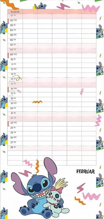 Produktbild Stitch Familienplaner 2026 (21 x 45 cm)