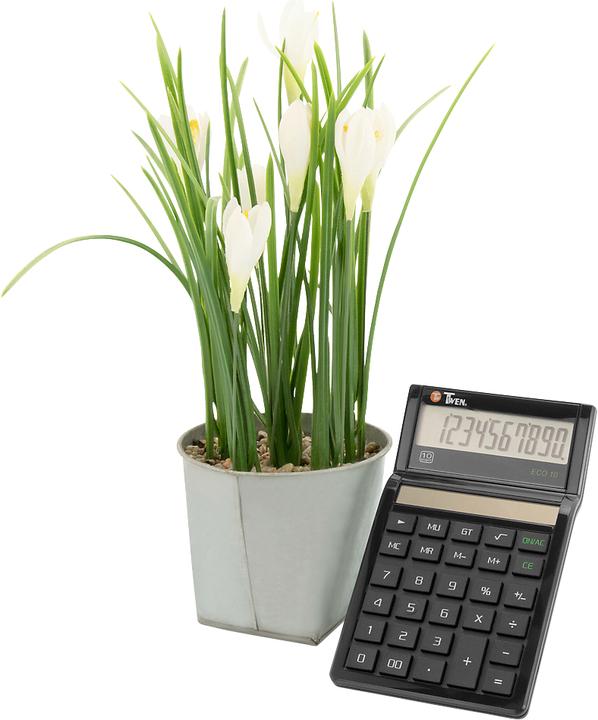Image du produit Twen Calculatrice de bureau Eco 10, à énergie solaire, écran 10 chiffres, fonction MU & GT (Cellules solaires)