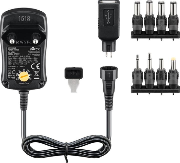 Produktbild Goobay 3 V - 12 V Universal-Netzteil