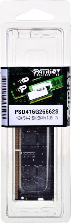 Actual product image Patriot PSD416G26662S Memory module GB DDR4 (1 x 16GB, 2666 MHz, DDR4-RAM, SO-DIMM)