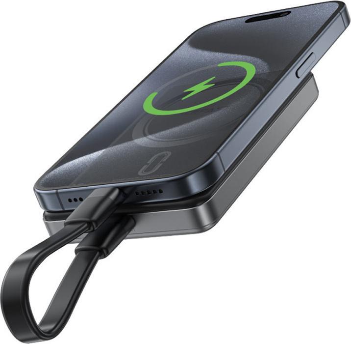 Actual product image Acefast Powerbank M12-10000 PD20W ultra-slim, MagSafe compatible - black (10000 mAh, 20 W, 37 Wh)