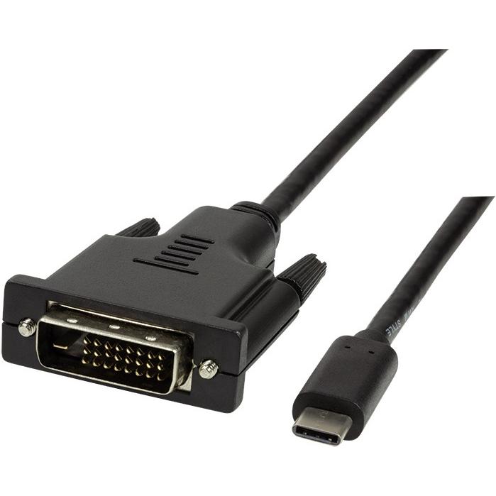 LogiLink USB Typ C — DVI (USB Typ-C, 180 cm), Data + Video Adapter, Schwarz