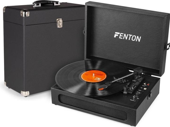 Fenton Retro platenspeler met platenkoffer - RP118B - Platenspeler Bluetooth - Met speakers - Zwart