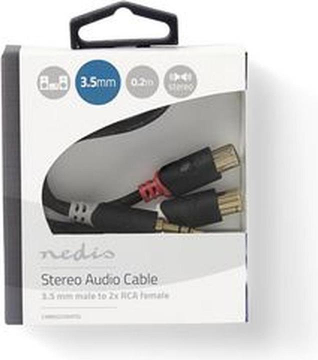 Actual product image Nedis Audio cable stereo Mach or 3.5 mm - 2 x RCA Hemb (0.20 m, Cinch Cables)