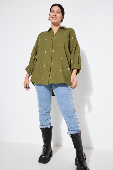 Image du produit Studio Untold Chemisier oversized en mousseline. Manches longues, broderie (46, 48)