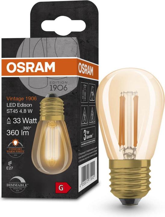 Image du produit Osram Vintage 1906 Led Classic Edison (E27, 4.80 W, 360 lm, 1 x, G)