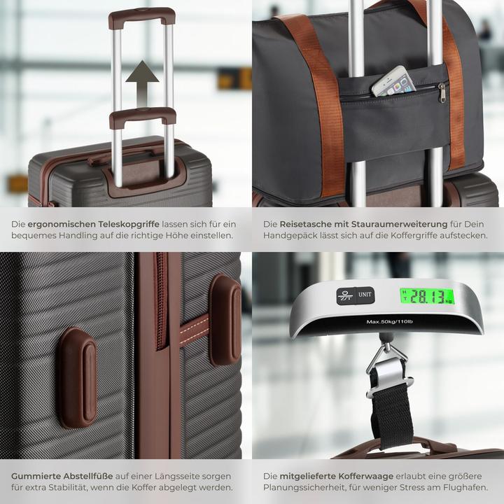 Image du produit tectake Ensemble de valises Madison, 13 pièces, serrure TSA (92 l)