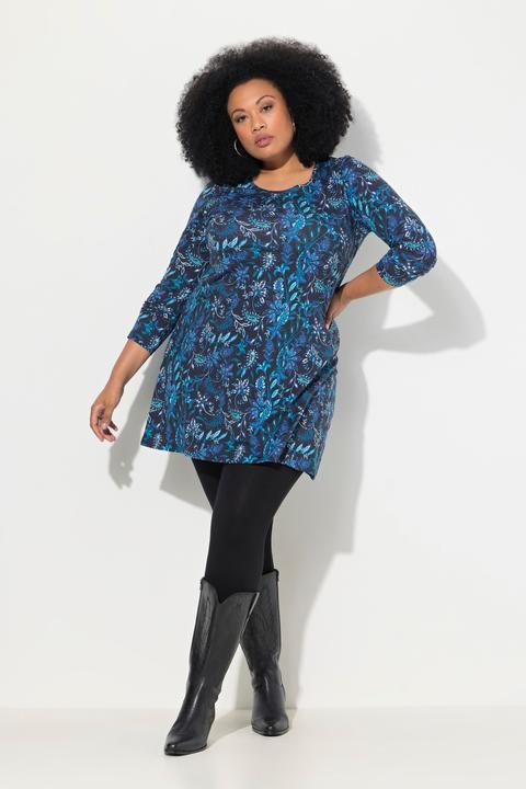 Produktbild Ulla Popken Longshirt, gemustert, A-Linie, Rundhals, Langarm (50, 52)