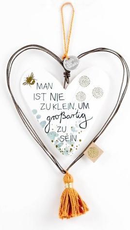 Good Old Friends Schmuckherzen "Grossartig" von (Alutag und Tassel, Aufhängung, Herzen aus Draht mit bedrucktem Papier)