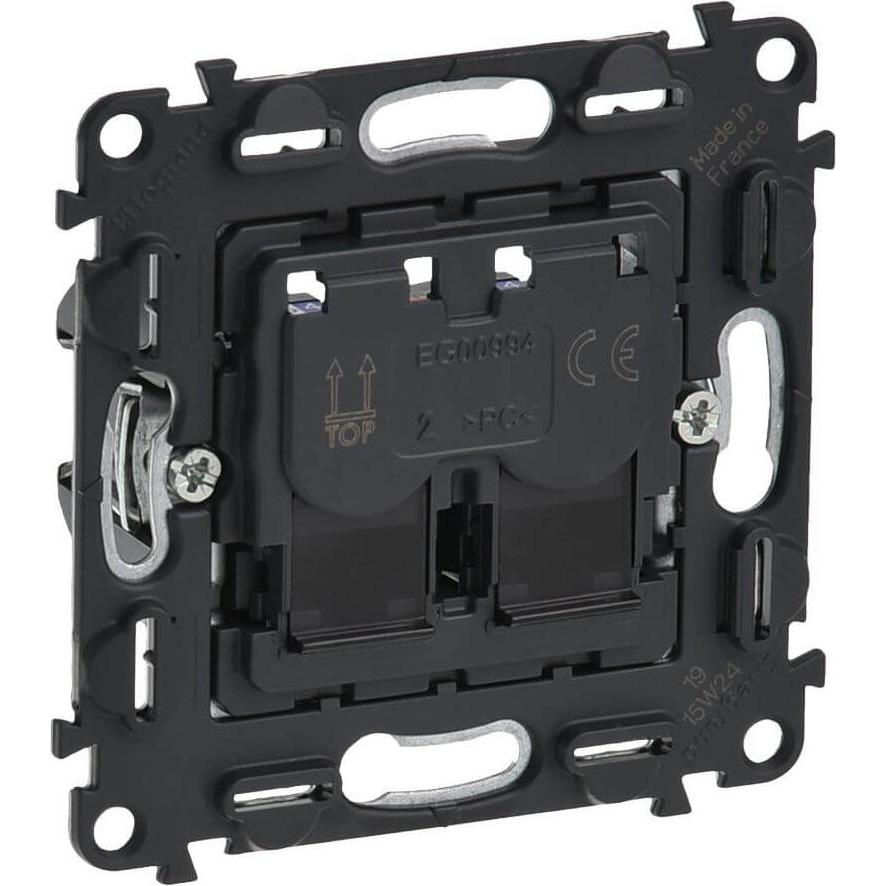 Legrand Valena Life Datendose 2xRJ45 geschirmt Kategorie 6 STP, weiss 753047, Taster + Schalter, Schwarz