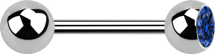 Produktbild Star Piercing Barbell silber mit Kugel und Kugel Kristall dunkelblau (Titan G23, ohne Messing)
