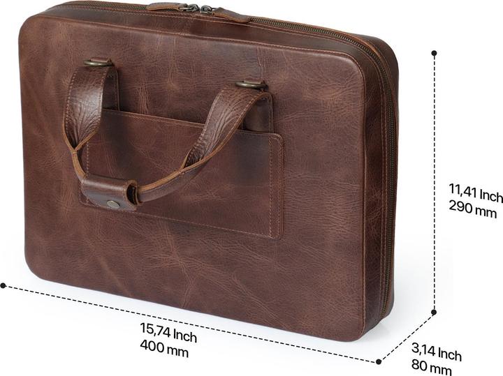 Produktbild Only-Bags.Store Top-Grain-Leder-Reise-16-Zoll-Laptoptasche, Aktentasche, Umhängetasche, Portfolio, Notebook (16")
