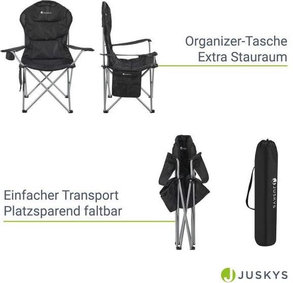 Produktbild Juskys Campingstuhl Lido mit Getränkehalter & Tasche