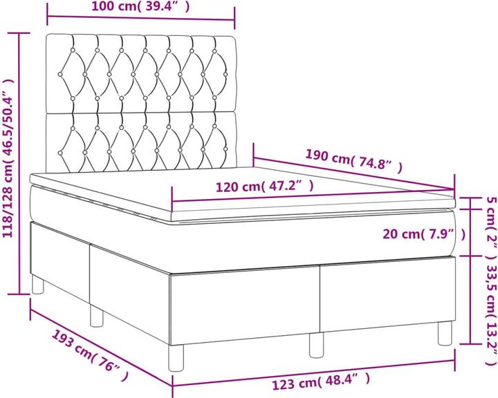 Produktbild vidaXL Boxspringbett (120 x 190 cm)