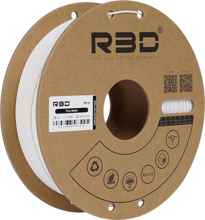 Produktbild R3D ePLA-Matte Weiss Filament 1.75mm 1Kg (PLA, 1.75 mm, 1000 g)