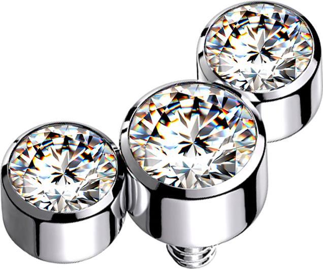 Immagine prodotto Star Piercing Ancora dermica argento tre cristalli argento (senza ottone, Acciaio chirurgico 316L)