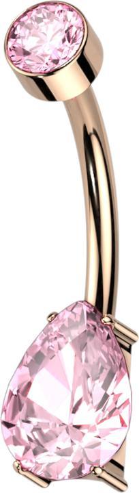 Actual product image Star Piercing Banane Innengewinde rosegold Zylinder Kristall pink Kristalltropfen pink (without brass, Titanium)