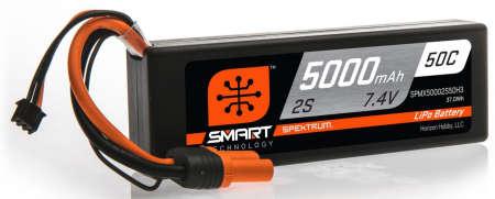 Spektrum 5000mAh 2S 7.4V 50C Smart LiPo Hardcase IC3 (7.40 V, 5000 mAh)