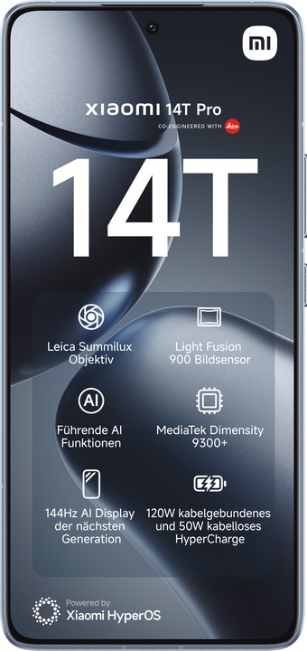 Produktbild Xiaomi 14T Pro (512 GB, Titan Blue, 6.67", Dual SIM, 50 Mpx, 5G)