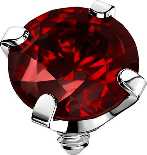 Image du produit Star Piercing Dermal Anchor argenté cristal serti de rouge (sans laiton, Acier chirurgical 316L)