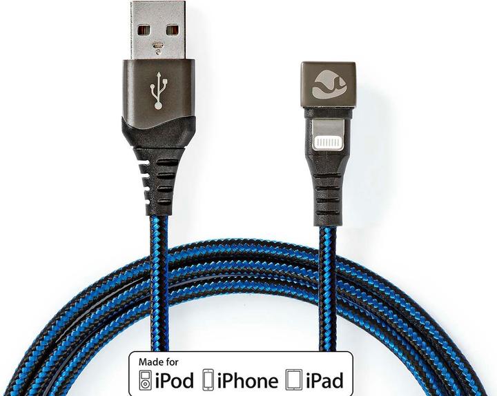 Produktbild Nedis USB-Kabel - Apple Lightning 8-Pin - USB-A Stecker - Vernickelt - 1.00 m - rund - Geflochten/Ny (1 m, USB 2.0, 12 W)