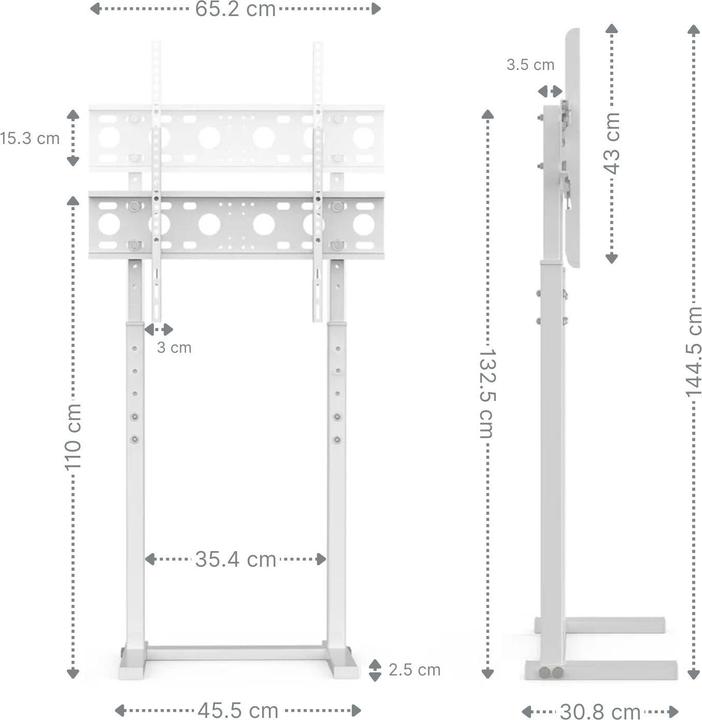 Produktbild Hermex Universal TV-Ständer LCD Fernseher Bildschirm Standfuss Display Weiss (Samsung Flip 2.0, LG, Loewe, Sony, Philips mit VESA-Vorrichtung, 65", 40 kg)