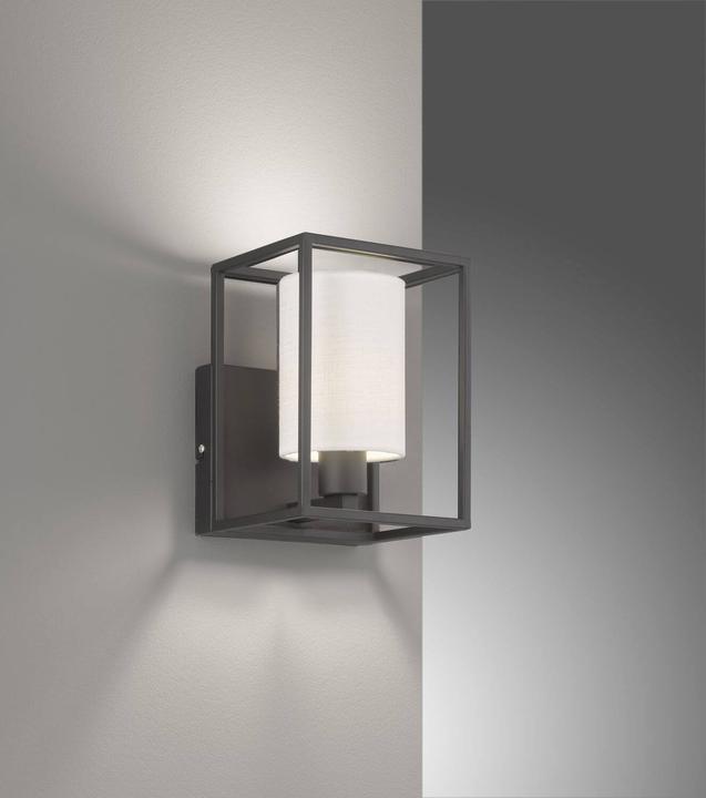 Actual product image Fischer & Honsel Honsel Gilli wall light E14 fabric shade white linen sand black 30405