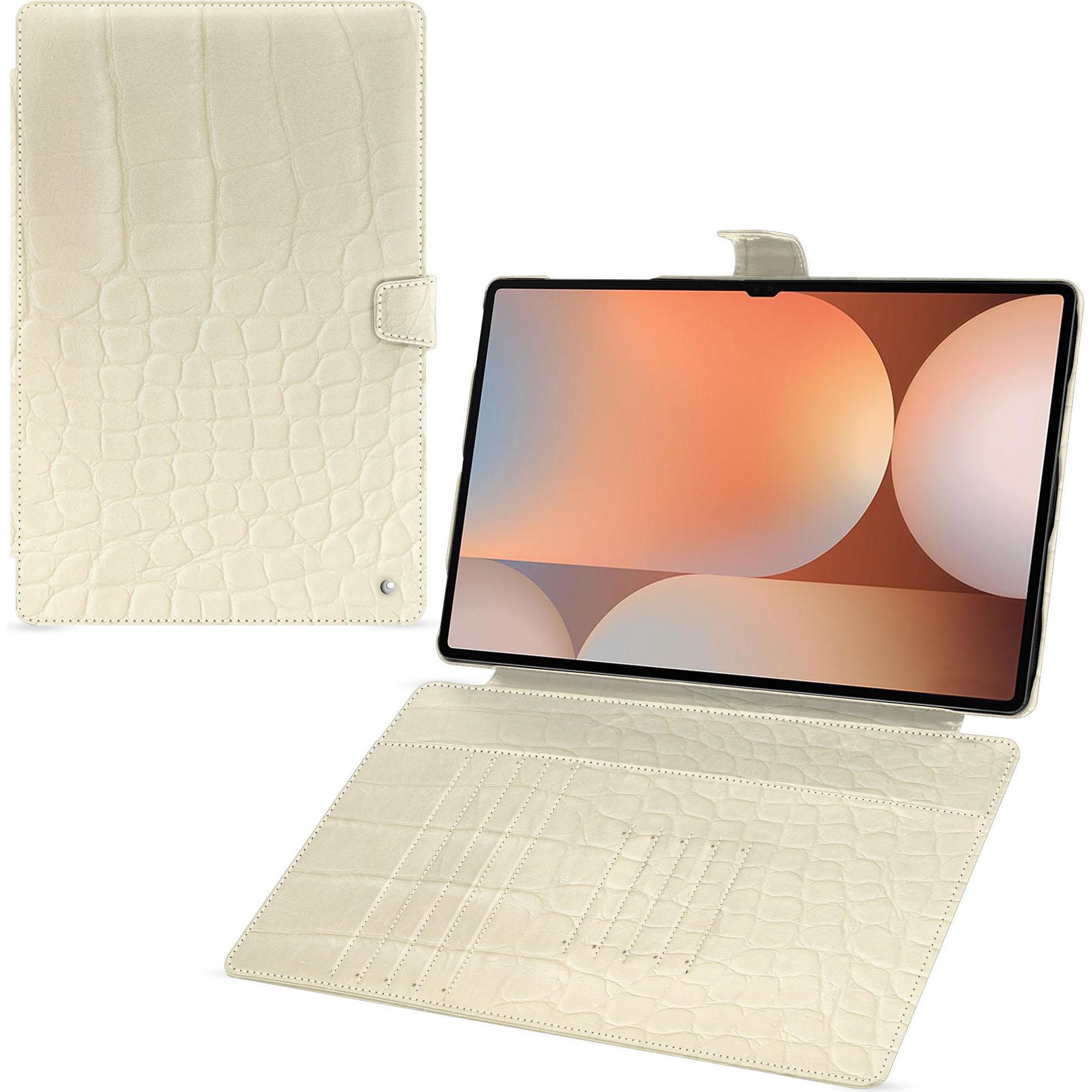 Noreve Lederschutzhülle für Samsung Galaxy Tab S10 Ultra (Galaxy Tab S10 Ultra), Tablet Hülle, Beige