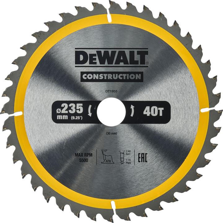 Produktbild DeWalt Kreissaegeblatt Stat. 235/30mm 40WZ