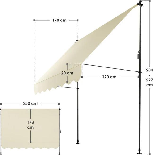 Actual product image Juskys Klemmmarkise Kapstadt (2.50 m)