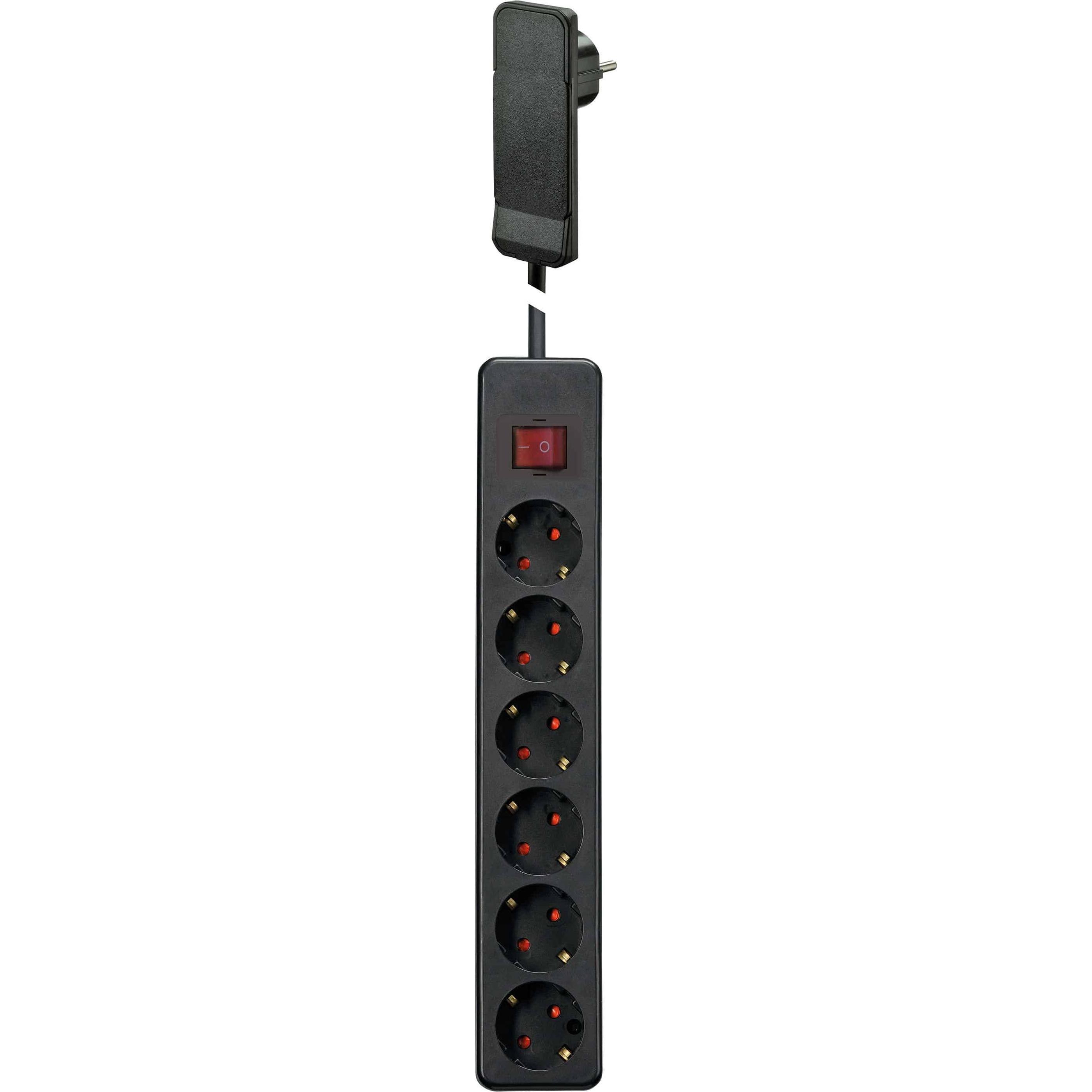 Gebro, Steckdosenleiste, Steckdosenleiste 105670, 6-fach, mit Flachstecker FlatPlug u. Schalter, schwarz (6 x)
