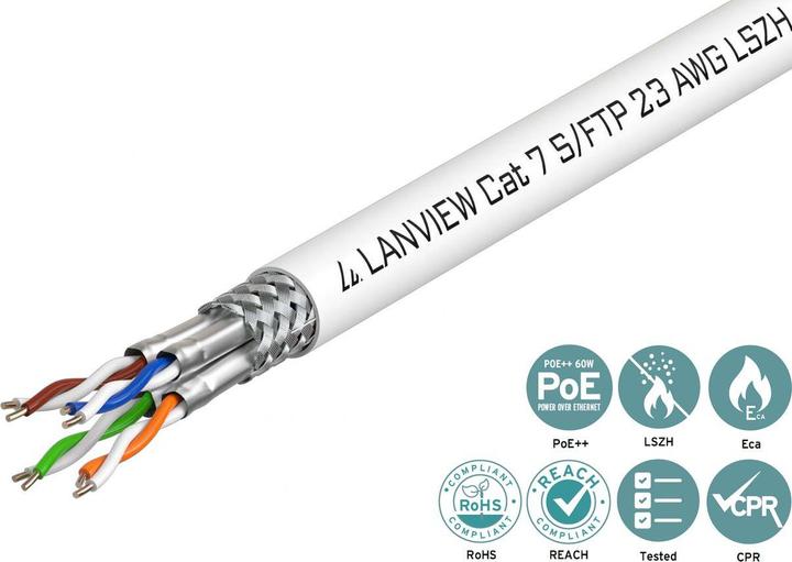 Actual product image Lanview CAT7 S-FTP tinklo kabelis (SF/UTP, CAT7, 500 m)