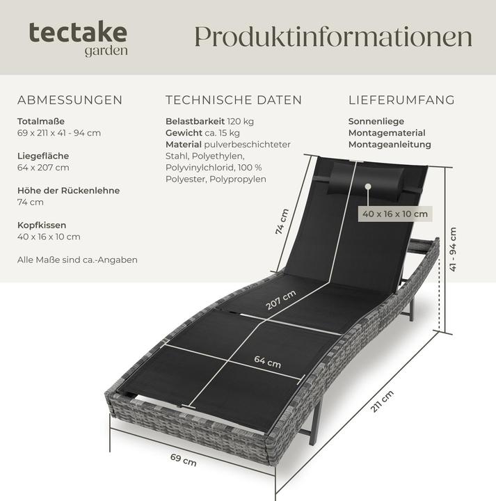 Immagine prodotto tectake Sdraio Moana (211 cm)