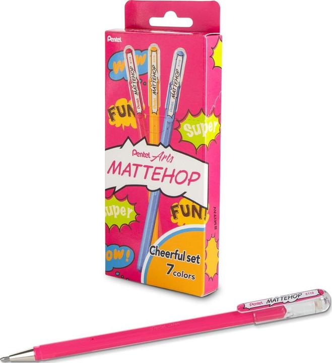 Produktbild Pentel Gelschreiber Mattehop Cheerful 1 mm, Mehrfarbig (Multicolor, 7x)