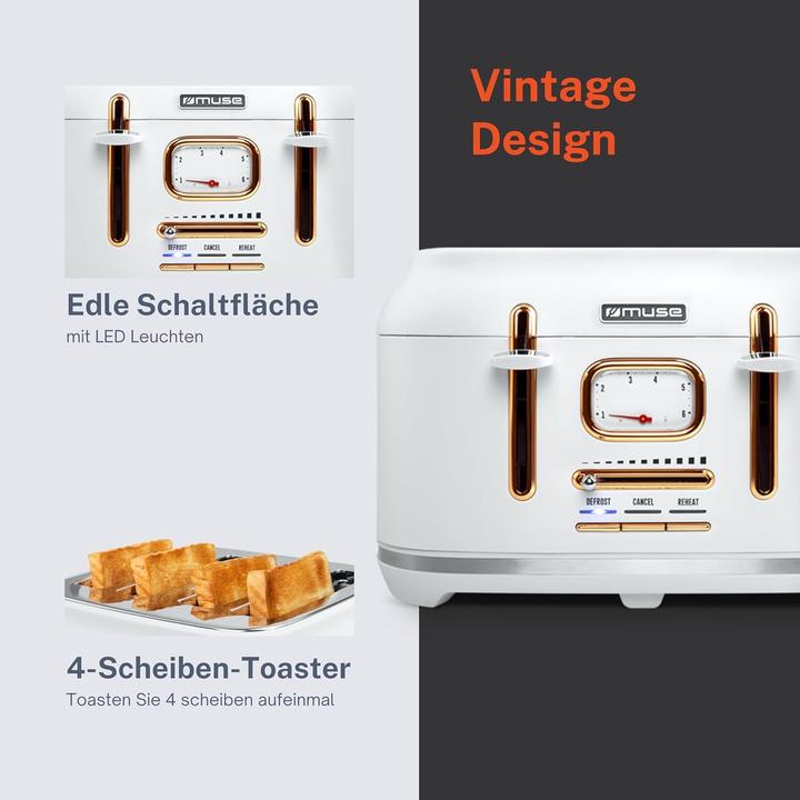 Immagine prodotto Muse MS131 W Tostapane in acciaio inox bianco