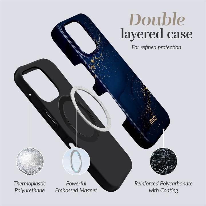 Mio Back panel cover Midnight Sparkle Magsafe Case Compatible for iPhone 16 (Apple iPhone 16)